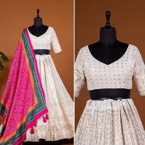 Designer de haute qualité fantaisie Georgette Lehenga Choli avec Dupatta avec séquence et fil broderie travail fabricant de l'Inde - Product Image 6