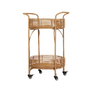 Home Hotel Room Serving Bamboo Trolley Customized Shape and Size Rattan Serving Table Trolley Unique Style Storage Rack Shelf - Product Image 5