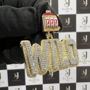 Hip-hop Style <b>Letter</b> Shape 925 Sterling Silver Gold Plated VVS Moissanite Diamond Pendant Men's Party-Wear IGI <b>Necklace</b> - Product Image 5