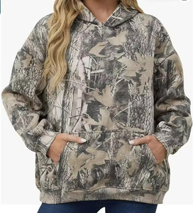 Sudadera con Capucha de Camuflaje Real-Tree Personalizada, Ropa Urbana Táctica, Teñido Reactivo, Resistente al Viento, Estilo con Bolsillos Tipo Canguro, 100% Algodón, Sudaderas para Hombre - Product Image 3