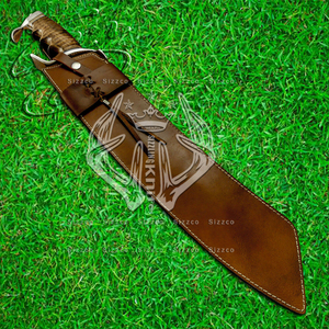 Cuchillo Bowie de acero D2 hecho a mano personalizado, Funda de cuero profesional con cuchillo de caza, agarre ergonómico, regalo Ideal para exteriores - Product Image 2