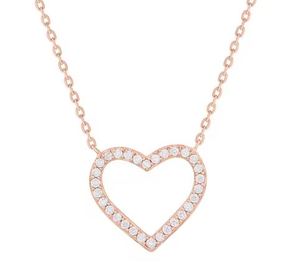 Colgante con forma de corazón elegante de diamantes redondos de alta calidad con colgantes y dijes de moda de cadena para boda y compromiso - Product Image 3