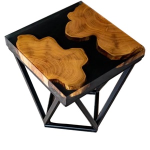 โต๊ะกาแฟโลหะสีดำพร้อมพื้นไม้โต๊ะกลางทำจากไม้เครื่องใช้ในบ้านเฟอร์นิเจอร์ใหม่ล่าสุดหรูหรา - Product Image 3