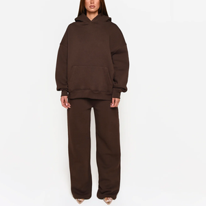 ชุดวอร์มลำลองเล่นกีฬาแบบหลวมมีซิปแขนยาวสองชิ้นโลโก้ตามสั่งสำหรับผู้หญิง - Product Image 2