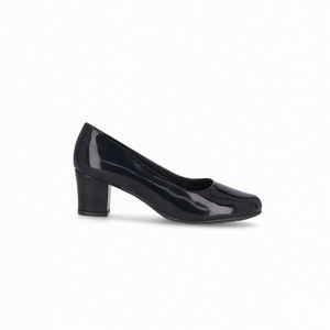 Piccadilly Comfortable <b>Black</b> Patent Office Heel <b>Pumps</b> 5cm Heel <b>Pump</b> for Working <b>Women</b> and Flight Attendants - Product Image 2