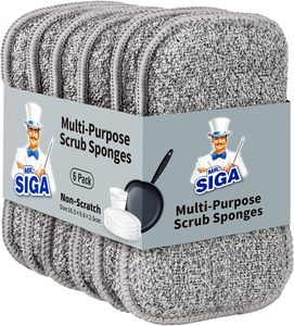 Éponge à récurer en cellulose anti-rayures MR.SIGA, éponge à vaisselle double face, lot de 12 - Product Image 1
