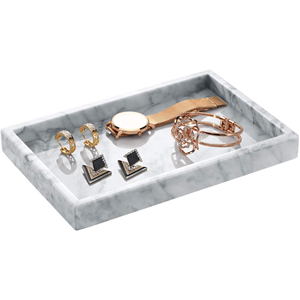 Plateau en marbre design, pierre naturelle, couleur blanche, avec poignée en métal, couleur argent, plateau de service de qualité supérieure, artisanal - Product Image 2