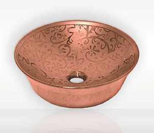 อ่างล้างหน้าทองแดงดีไซน์หรูสำหรับโรงแรม บ้านพักตากอากาศ ตกแต่งห้องน้ำ ใช้อ่างล้างหน้าทองแดงทรงกลม - Product Image 1