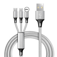 Câble de données universel 3-en-1 à charge rapide Cordon d'alimentation USB type-c tressé en nylon Fil de charge cellulaire multifonctionnel 3-en