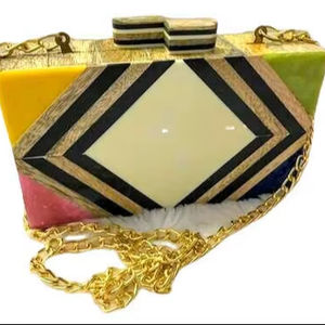 Pochette en résine faite à la main avec un beau mélange de couleurs pochette en résine pour tenues de soirée à la mode sac d'articles de mariage - Product Image 1