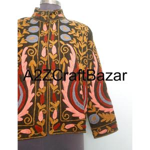 Veste Cotrise à col mandarin, longueur classique, brodée et gaufrée à la main, doublure en coton, écologique, A2ZCraftBazar - Product Image 2