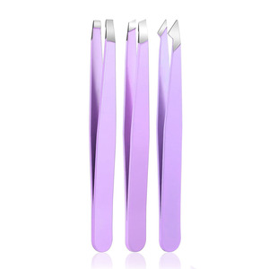 Pince à sourcils de haute qualité à pointe inclinée enduite de couleur pince à épiler en acier allemand pour la maison et le salon - Product Image 3