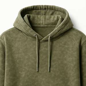 เสื้อฮู้ดดี้โอเวอร์ไซส์ผ้าหนาคุณภาพสูง ล้างสีแล้ว ทรงหลวม สกรีนโลโก้ได้ตามต้องการ สำหรับผู้ชายและผู้หญิง - Product Image 6