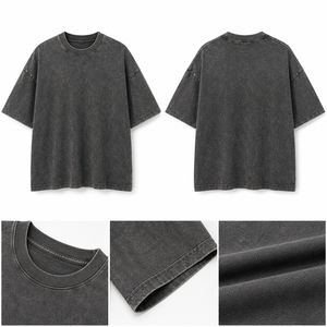 Camiseta Oversize Vintage Lavada Personalizada Unisex de Algodón Pesado para Streetwear, Fabricante OEM ODM de Marca Privada - Product Image 1