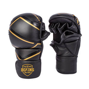 Diseño personalizado 8oz Hybrid MMA Sparring Guantes Grueso Cuero de vaca Acolchado Open Palm Training Grappling Guantes para artes marciales mixtas - Product Image 3