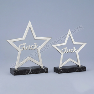 Eslogan para el hogar, escultura de Metal de estrella centelleante de aluminio con Base de mármol negro, mesa decorativa, regalo, artesanía, exportador, proveedor - Product Image 3