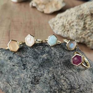 Bijoux en argent de haute qualité hexagone 13x10mm bague en pierres précieuses classique à la mode mariage Style chic fabriqué en inde cadeau pour les femmes - Product Image 4