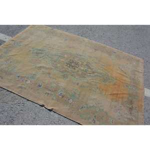 Alfombra Turca Vintage de 5,1x7,6 Pies, Diseño de Retales Rectangulares, Material de Lana Verde Naranja, Respaldo de Látex para Habitación de Pasillo - Product Image 2