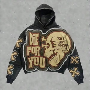 Sudaderas con capucha lavadas con ácido deshidratado con diseños impresos personalizados Colores y tamaños personalizados Servicio OEM - Product Image 1