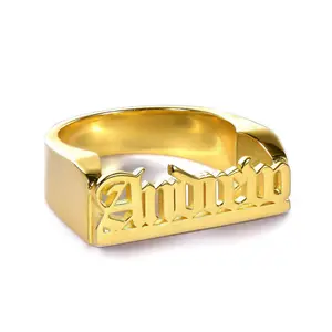 Брендовые буквы слова стерлингового серебра 925 печатка кольца персонализированное имя пользовательское имя кольцо