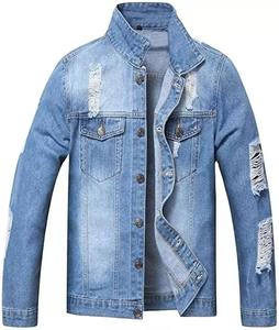 2025 Custom Logo <b>Vintage</b> Casual Denim <b>Jacket</b> for Men Winter Stand Collar with Plus Size Canvas Fabric - Product Image 1