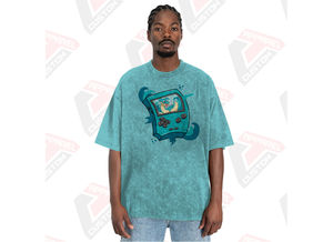 T-shirt élégant délavé à l'acide pour homme Design tendance confortable avec appliques écologiques pour l'été en velours côtelé batik denim - Product Image 2