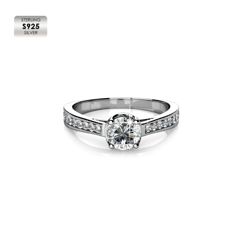 S925 Sterling Silver with 18k white gold plated ring