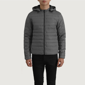 Veste bouffante d'hiver à col montant et fermeture à glissière pour hommes ensemble de pantalons cargo High Street Varsity Baseball Silk Shell Embroidery Front - Product Image 4