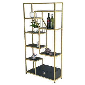 KTB137 Decorative <b>Shelf</b> Featuring Iron Frame and Rubber Wood for Living Room - Product Image 1