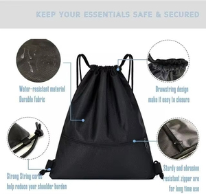 Sac à dos à cordon personnalisé avec logo, en polyester 210D, multicolores, imperméable, sac de sport, sac de gym, doublure en nylon, doux, lavable, rangement pour chaussures - Product Image 5