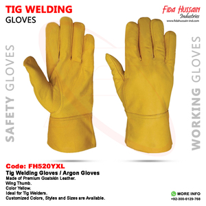 Guantes de cuero de piel de cabra de primera calidad para soldadura TIG Durabilidad y destreza Guantes DE SEGURIDAD personalizados amarillos con estilo de pulgar de Ala - Product Image 6