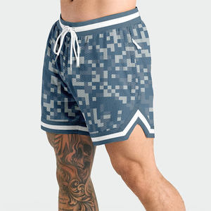 Shorts en maille pour le sport et le style décontracté, pour le basketball, la salle de sport, athlétique, shorts en maille double couche pour hommes - Product Image 5