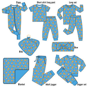 Vente en gros impression graphique personnalisée bambou spandex nouveau-né bébé garçon fille fermeture éclair pli couverture pyjamas vêtements de couchage - Product Image 1