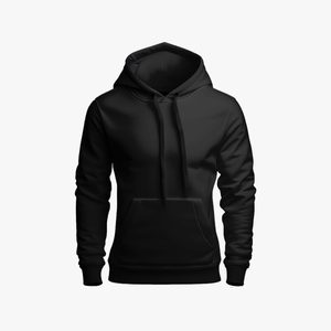 <b>Plain</b> Fleece 100% Cotton Winter Casual <b>Black</b> <b>Men's</b> <b>Hoodie</b> with Pocket Design Low MOQ Customizable Colors & OEM Service - Product Image 1