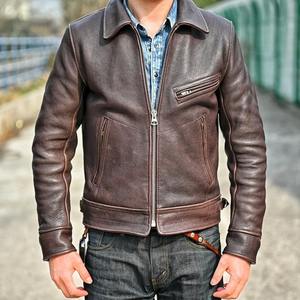 Chaqueta de cuero de oveja de cuero genuino para hombre, tendencia Retro Vintage, capa superior de grano completo, chaquetas impermeables a prueba de viento FCY - Product Image 3