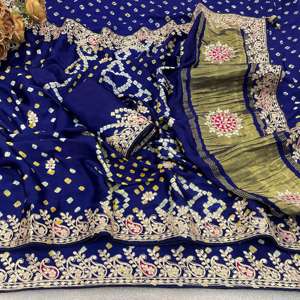 Sari pour femme en soie Gaji avec travail Bandhani Gota Pati, Pallu en Lagadi Patta pur fait main, entièrement orné de Bandhej, fabriqué en Inde - Product Image 6