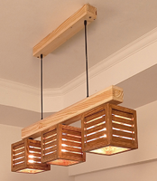 Prix de gros Abat-jour antique moderne fait à la main écologique couverture en bois naturel abat-jour suspendu pour Restaurant hôtel maison