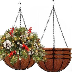 Coconut Coir Liners Metal Round Wire <b>Plant</b> Holder with Chain Indoor Outdoor Porch Decor Storage <b>Baskets</b> <b>for</b> <b>Plants</b> - Product Image 6