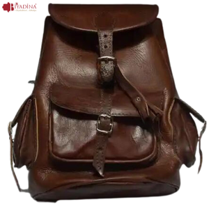 Mochila Unisex de Cuero Genuino Hecha a Mano en Marruecos con Cierre de Cremallera y Hebilla, Ecológica, para Senderismo y Actividades al Aire Libre, con Opción de Logotipo Personalizado - Product Image 5