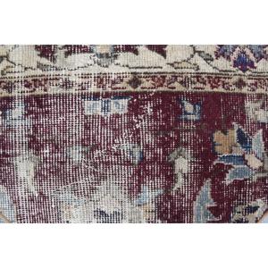 Turkish Vintage Round Rug 2.5x1.5 ft, <b>Red</b> Camouflage Rug <b>Wool</b> - Product Image 5