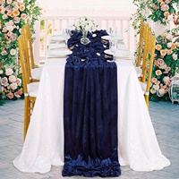 Chemin de table en velours bleu marine de haute qualité, élégant pour les mariages, les dîners et la décoration de table