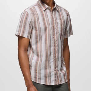 Camisas de Lino y Algodón para Hombre, Camisa de Manga Corta a Rayas, Blusa Informal de Verano, Camisa con Botones Personalizada, Ropa Sostenible - Product Image 2