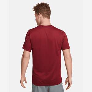 T-shirt rouge de fitness pour hommes-Tissu jersey doux, 100% polyester, coupe décontractée, tour de cou côtelé - Product Image 2