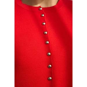<b>Red</b> Buttoned Knit <b>Cardigan</b> - Product Image 2