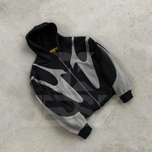 เสื้อมีฮู้ดผ้าคอตตอนถักขนแกะสีทึบเป็นมิตรกับสิ่งแวดล้อมแนวสตรีทแวร์เสื้อมีฮู้ดพิมพ์โลโก้100% ซักได้ทรงหลวมสีดำปล่อย - Product Image 3