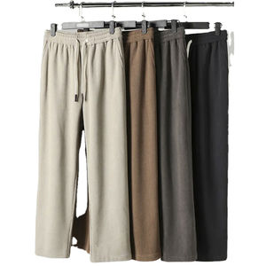 100% pantalons de survêtement en coton respirant léger Logo personnalisé mi droit meilleur prix pantalons pour hommes lavés - Product Image 2