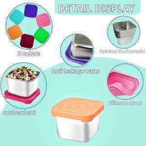 6Pack 6oz Stainless Steel Snack Containers <b>for</b> <b>Kids</b> Easy Open Leak Proof Small Stainless Steel Snack Containers with Silicone Li - Product Image 3
