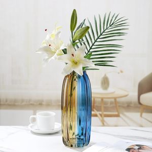 Elegante y moderno Trio florero de cristal verde soplado a mano jarrones de mesa de estilo costero para una elegante exhibición de flores decoración de sala de estar y oficina - Product Image 3