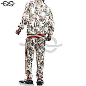 Logo personnalisé 100% coton hommes survêtements vestes pantalon ensemble jogging survêtement tissu polaire imprimé prix de gros - Product Image 5