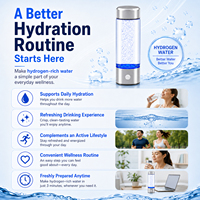 Bouteille d'eau hydrogénée intelligente 1400ppb, technologie d'électrolyse de l'eau par membrane d'échange de protons SPE PEM, ioniseur d'eau portable H2